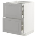 IKEA METOD МЕТОД / MAXIMERA МАКСИМЕРА Напольный шкаф с выдвижной столешницей / 3 ящика, белый / Bodbyn серый, 60x60 см 79433406 794.334.06