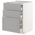IKEA METOD МЕТОД / MAXIMERA МАКСИМЕРА Напольный шкаф с выдвижной столешницей / 3 ящика, белый / Bodbyn серый, 60x60 см 79433411 794.334.11