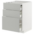 IKEA METOD / MAXIMERA Напольный шкаф с выдвижной столешницей / 3 ящика, белый / Хавсторп светло-серый, 60x60 см 29538731 | 295.387.31