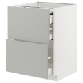IKEA METOD / MAXIMERA Напольный шкаф с выдвижной столешницей / 3 ящика, белый / Хавсторп светло-серый, 60x60 см 69538036 695.380.36