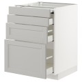 IKEA METOD МЕТОД / MAXIMERA МАКСИМЕРА Напольный шкаф с выдвижной столешницей / 3 ящика, белый / Lerhyttan светло-серый, 60x60 см 59433704 594.337.04