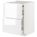 IKEA METOD МЕТОД / MAXIMERA МАКСИМЕРА Напольный шкаф с выдвижной столешницей / 3 ящика, белый / Voxtorp глянцевый / белый, 60x60 см 29433362 | 294.333.62