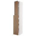 IKEA METOD / MAXIMERA Высокий шкаф полки / ящики, белый / Имитация коричневого ореха, 40x60x240 см 69519962 | 695.199.62