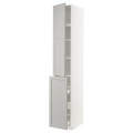 IKEA METOD МЕТОД / MAXIMERA МАКСИМЕРА Высокий шкаф 3 ящика / 1 дверь / 2 полки, белый / Lerhyttan светло-серый, 40x60x240 см 69462994 | 694.629.94