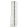 IKEA METOD МЕТОД / MAXIMERA МАКСИМЕРА Высокий шкаф 3 ящика / 1 дверь / 2 полки, белый / Ringhult светло-серый, 40x60x240 см 89469051 | 894.690.51