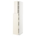 IKEA METOD МЕТОД / MAXIMERA МАКСИМЕРА Высокий шкаф полки / ящики, белый / Bodbyn кремовый, 40x60x220 см 39461769 | 394.617.69