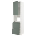 IKEA METOD МЕТОД / MAXIMERA МАКСИМЕРА Высокий шкаф для СВЧ / дверца / 3 ящика, белый / Bodarp серо-зеленый, 60x60x240 см 89467269 | 894.672.69