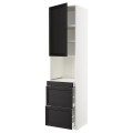 IKEA METOD МЕТОД / MAXIMERA МАКСИМЕРА Высокий шкаф для СВЧ / дверца / 3 ящика, белый / Lerhyttan черная морилка, 60x60x240 см 49455975 | 494.559.75