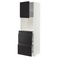 IKEA METOD МЕТОД / MAXIMERA МАКСИМЕРА Высокий шкаф для СВЧ / дверца / 3 ящика, белый / Upplöv матовый антрацит, 60x60x200 см 79493339 | 794.933.39