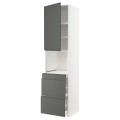 IKEA METOD МЕТОД / MAXIMERA МАКСИМЕРА Высокий шкаф для СВЧ / дверца / 3 ящика, белый / Voxtorp темно-серый, 60x60x240 см 09467287 | 094.672.87
