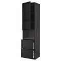 IKEA METOD МЕТОД / MAXIMERA МАКСИМЕРА Высокий шкаф для микроволновки с дверями / 2 ящика, черный / Lerhyttan черная морилка, 60x60x240 см 49468416 | 494.684.16