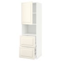 IKEA METOD МЕТОД / MAXIMERA МАКСИМЕРА Высокий шкаф для микроволновки с дверями / 2 ящика, белый / Bodbyn кремовый, 60x60x200 см 39462368 394.623.68