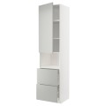 IKEA METOD / MAXIMERA Высокий шкаф для микроволновки с дверями / 2 ящика, белый / Хавсторп светло-серый, 60x60x240 см 89538733 | 895.387.33