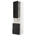 IKEA METOD МЕТОД / MAXIMERA МАКСИМЕРА Высокий шкаф для микроволновки с дверями / 2 ящика, белый / Lerhyttan черная морилка, 60x60x240 см 59459336 | 594.593.36