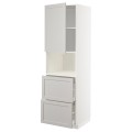 IKEA METOD МЕТОД / MAXIMERA МАКСИМЕРА Высокий шкаф для микроволновки с дверями / 2 ящика, белый / Lerhyttan светло-серый, 60x60x200 см 39458960 | 394.589.60