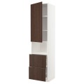 IKEA METOD МЕТОД / MAXIMERA МАКСИМЕРА Высокий шкаф для микроволновки с дверями / 2 ящика, белый / Sinarp коричневый, 60x60x240 см 49461716 | 494.617.16