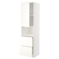 IKEA METOD МЕТОД / MAXIMERA МАКСИМЕРА Высокий шкаф для микроволновки с дверями / 2 ящика, белый / Vallstena белый 59507455 | 595.074.55