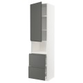IKEA METOD МЕТОД / MAXIMERA МАКСИМЕРА Высокий шкаф для микроволновки с дверями / 2 ящика, белый / Voxtorp темно-серый, 60x60x240 см 99457986 | 994.579.86