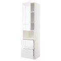 IKEA METOD МЕТОД / MAXIMERA МАКСИМЕРА Высокий шкаф для микроволновки с дверями / 2 ящика, белый / Voxtorp глянцевый / белый, 60x60x240 см 29466404 | 294.664.04