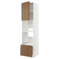 IKEA METOD / MAXIMERA Высокий шкаф для духовки комби с дверцей / ящиками, белый / Имитация коричневого ореха, 60x60x240 см 19519262 | 195.192.62