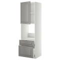IKEA METOD МЕТОД / MAXIMERA МАКСИМЕРА Высокий шкаф для духовки с дверцей / ящиками, белый / Bodbyn серый, 60x60x200 см 69460424 | 694.604.24