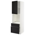 IKEA METOD МЕТОД / MAXIMERA МАКСИМЕРА Высокий шкаф для духовки с дверцей / ящиками, белый / Lerhyttan черная морилка, 60x60x200 см 89463704 | 894.637.04