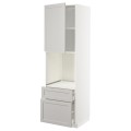 IKEA METOD МЕТОД / MAXIMERA МАКСИМЕРА Высокий шкаф для духовки с дверцей / ящиками, белый / Lerhyttan светло-серый, 60x60x200 см 29468790 | 294.687.90
