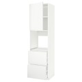 IKEA METOD МЕТОД / MAXIMERA МАКСИМЕРА Высокий шкаф для духовки с дверцей / ящиками, белый / Voxtorp матовый белый, 60x60x220 см 69462395 694.623.95