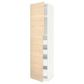 IKEA METOD МЕТОД / MAXIMERA МАКСИМЕРА Шкаф высокий 2 двери / 4 ящика, белый / Askersund узор светлый ясень, 60x60x240 см 29454199 | 294.541.99