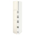 IKEA METOD МЕТОД / MAXIMERA МАКСИМЕРА Шкаф высокий 2 двери / 4 ящика, белый / Bodbyn кремовый, 40x60x200 см 49459803 494.598.03