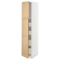 IKEA METOD / MAXIMERA Шкаф высокий 2 двери / 4 ящика, белый / дуб Forsbacka, 40x60x200 см 29509494 | 295.094.94
