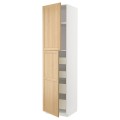 IKEA METOD / MAXIMERA Шкаф высокий 2 двери / 4 ящика, белый / дуб Forsbacka, 60x60x240 см 39509479 | 395.094.79