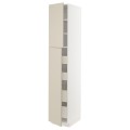 IKEA METOD МЕТОД / MAXIMERA МАКСИМЕРА Шкаф высокий 2 двери / 4 ящика, белый / Havstorp бежевый, 40x60x220 см 09460846 | 094.608.46