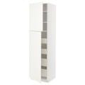 IKEA METOD МЕТОД / MAXIMERA МАКСИМЕРА Шкаф высокий 2 двери / 4 ящика, белый / Havstorp бежевый, 60x60x220 см 99466288 | 994.662.88