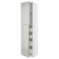 IKEA METOD / MAXIMERA Шкаф высокий 2 двери / 4 ящика, белый / Хавсторп светло-серый, 60x60x240 см 19538524 | 195.385.24