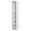 IKEA METOD / MAXIMERA Шкаф высокий 2 двери / 4 ящика, белый / Хавсторп светло-серый, 40x60x240 см 49538532 | 495.385.32