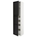 IKEA METOD МЕТОД / MAXIMERA МАКСИМЕРА Шкаф высокий 2 двери / 4 ящика, белый / Lerhyttan черная морилка, 60x60x240 см 39467950 | 394.679.50