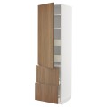 IKEA METOD / MAXIMERA Высокий шкаф с полками / ящиками, белый / Имитация коричневого ореха, 60x60x220 см 79519626 | 795.196.26