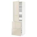 IKEA METOD МЕТОД / MAXIMERA МАКСИМЕРА Высокий шкаф с полками / ящиками, белый / Voxtorp глянцевый светло-бежевый, 60x60x200 см 59358827 | 593.588.27