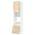 IKEA METOD МЕТОД / MAXIMERA МАКСИМЕРА Высокий шкаф для духовки / микроволновки с дверями / 2 ящиками, белый / Askersund узор светлый ясень, 60x60x240 см 09467579 | 094.675.79