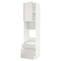 IKEA METOD МЕТОД / MAXIMERA МАКСИМЕРА Высокий шкаф для духовки / микроволновки с дверями / 2 ящиками, белый / Ringhult светло-серый, 60x60x240 см 69460947 | 694.609.47