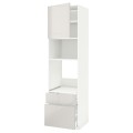 IKEA METOD МЕТОД / MAXIMERA МАКСИМЕРА Высокий шкаф для духовки / микроволновки с дверями / 2 ящиками, белый / Ringhult светло-серый, 60x60x220 см 19469530 | 194.695.30