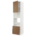IKEA METOD / MAXIMERA Высокий шкаф для духовки / микроволновки с дверями / 2 ящиками, белый / Имитация коричневого ореха, 60x60x240 см 89519013 | 895.190.13