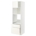 IKEA METOD МЕТОД / MAXIMERA МАКСИМЕРА Высокий шкаф для духовки / микроволновки с дверями / 2 ящиками, белый / Vallstena белый 19507443 | 195.074.43