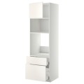 IKEA METOD МЕТОД / MAXIMERA МАКСИМЕРА Высокий шкаф для духовки / микроволновки с дверями / 2 ящиками, белый / Veddinge белый, 60x60x200 см 09467522 | 094.675.22