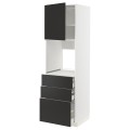 IKEA METOD МЕТОД / MAXIMERA МАКСИМЕРА Высокий шкаф для духовки, белый / Nickebo матовый антрацит, 60x60x200 см 19498716 | 194.987.16