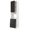 IKEA METOD МЕТОД / MAXIMERA МАКСИМЕРА Высокий шкаф для духовки, белый / Nickebo матовый антрацит, 60x60x240 см 49497414 | 494.974.14