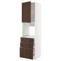 IKEA METOD МЕТОД / MAXIMERA МАКСИМЕРА Высокий шкаф для духовки, белый / Sinarp коричневый, 60x60x220 см 39457017 | 394.570.17