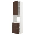 IKEA METOD МЕТОД / MAXIMERA МАКСИМЕРА Высокий шкаф для духовки, белый / Sinarp коричневый, 60x60x240 см 69455998 | 694.559.98