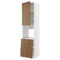 IKEA METOD / MAXIMERA Высокий шкаф для духовки, белый / Имитация коричневого ореха, 60x60x240 см 99519041 | 995.190.41